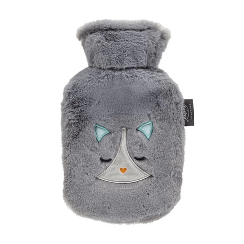Hot Water Bottle Cover Kitten Furry Grey 0.8L-FASHY-Matakana Pharmacy