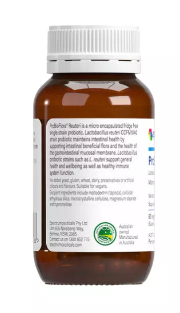 Image of ProBioFlora Reuteri 60caps side of bottle