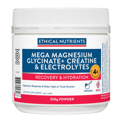 Ethical Nutrients Mega Magnesium Glycinate+ Creatine & Electrolytes 250g tub