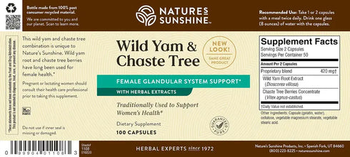 Wild Yam & Chaste Tree 100 Capsules-Matakana Pharmacy