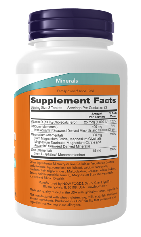 Magnesium & Calcium Tablets with D3 & Zinc 100s-NOW Supplements-Matakana Pharmacy