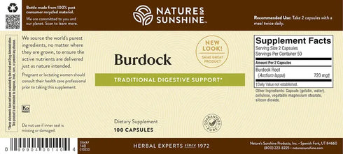 Burdock 100 Capsules-Matakana Pharmacy