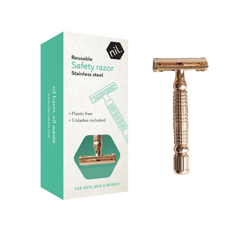 Reusable Razor + 5 Blades Rose Gold-NIL Bathroom-Matakana Pharmacy