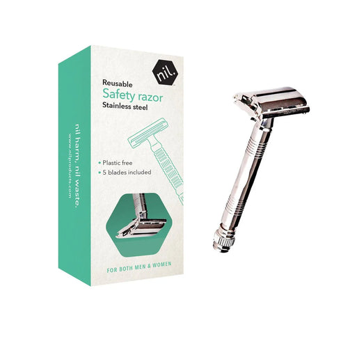 Reusable Razor + 5 Blades Silver-NIL Bathroom-Matakana Pharmacy