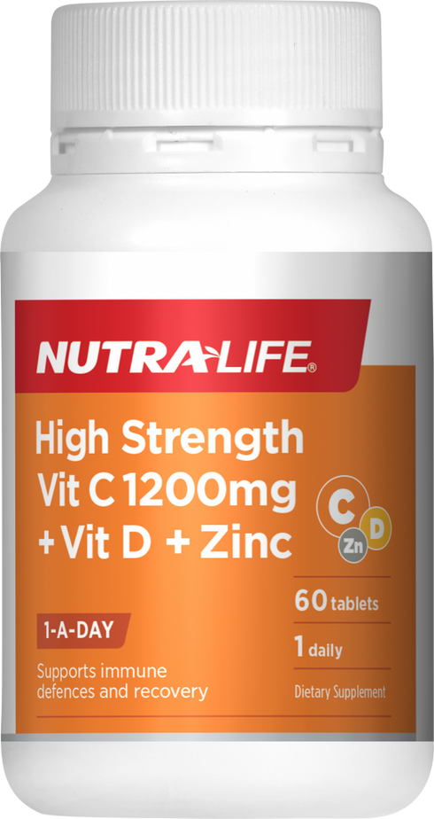 High Strength VitC D + Zinc Tab 60s-Nutra-Life-Matakana Pharmacy