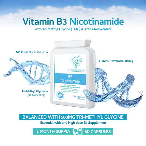 B3 Nicotinamide & TMG & Trans-Resveratrol 60 Capsules-Swiss Bioenergetics-Matakana Pharmacy