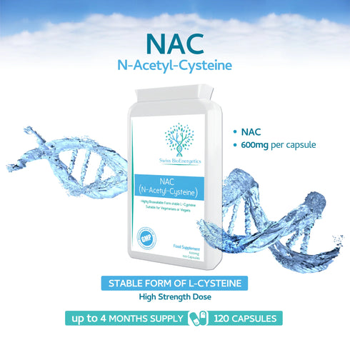 NAC 600mg 120 Capsules-Swiss Bioenergetics-Matakana Pharmacy
