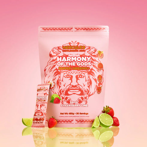 Harmony of the Gods Super Greens+ Strawberry Lime 450g-Hercules-Matakana Pharmacy