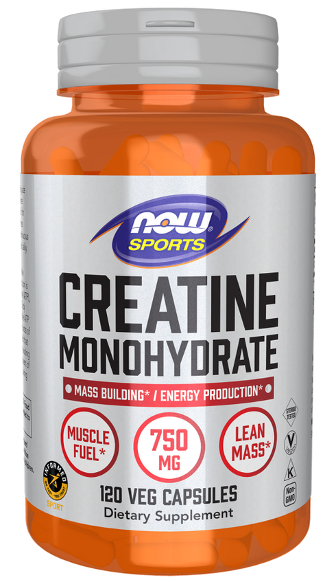 Creatine Monohydrate 750mg Veg Capsules-NOW Supplements-Matakana Pharmacy