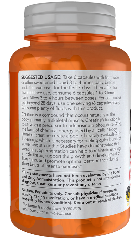 Creatine Monohydrate 750mg Veg Capsules-NOW Supplements-Matakana Pharmacy