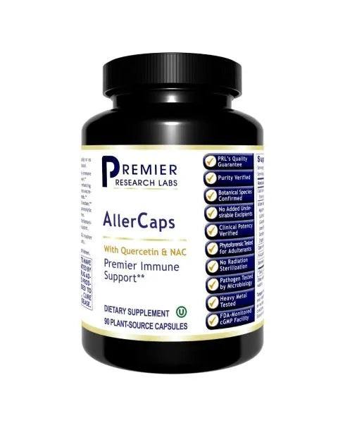Bottle of AllerCaps by Premier research Labs