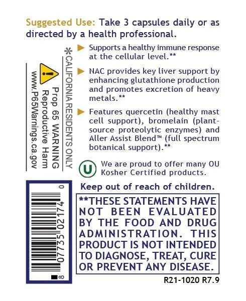 Suggested use on a Bottle of AllerCaps by Premier research Labs