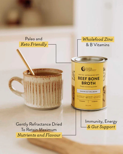 Beef Bone Broth Turmeric 125g-Nutra Organics-Matakana Pharmacy