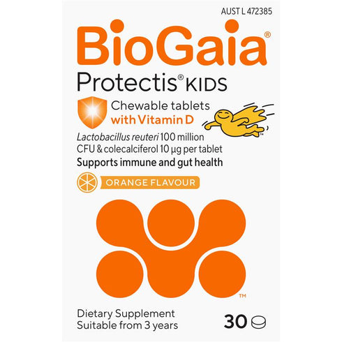BioGaia Protectis Kids Chewable Orange + Vit D 30s-BioGaia-Matakana Pharmacy