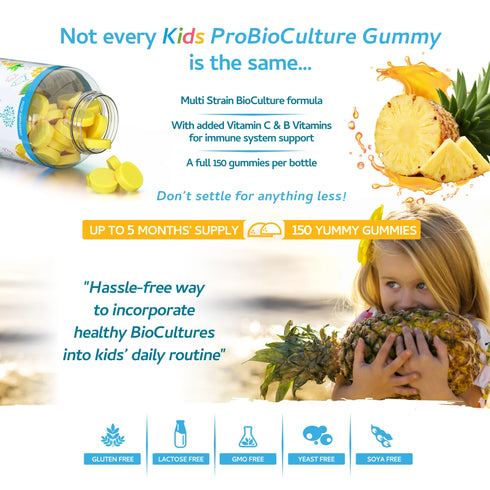 Kids Probiotic & Essential B Vitamin Gummies Pineapple 60-Swiss Bioenergetics-Matakana Pharmacy