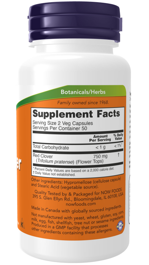 Image of Red Clover 375mg 100caps supplement facts
