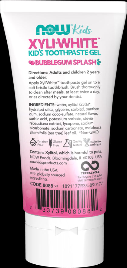 Image of XyliWhite, Kids Toothpaste Gel, Bubblegum Splash 85g ingredients