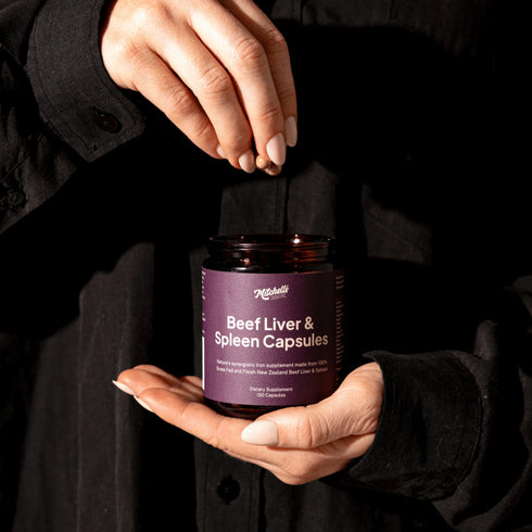 Image of person holding Beef Liver & Spleen 150 Caps