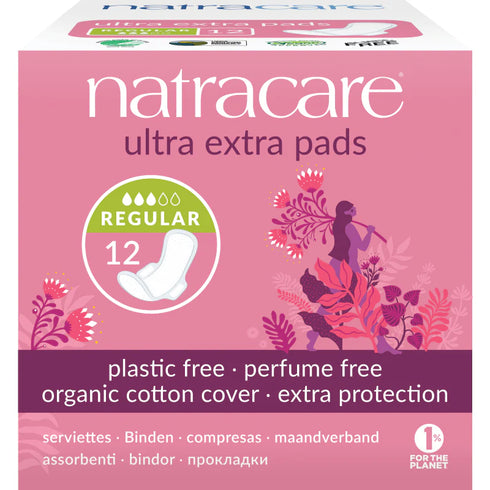 Ultra Extra Pads with Wings Regular 12 Pack-Natracare-Matakana Pharmacy