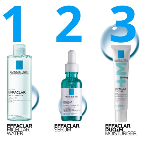 Effaclar Micellar Water 400ml shown with usage information
