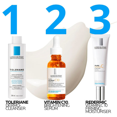 Redermic Vitamin C Firming Moisturiser 40ml shown with usage information