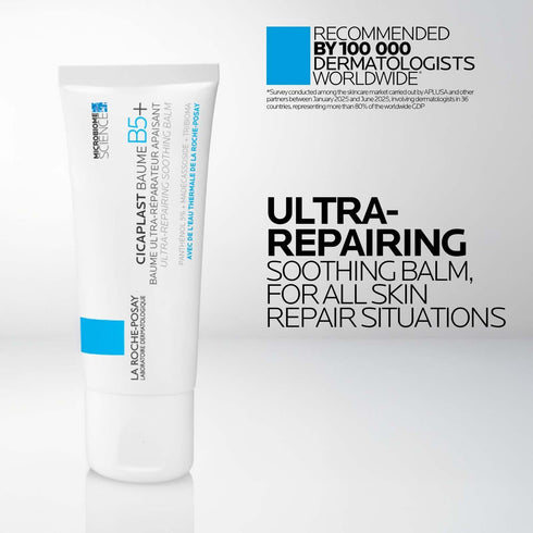 Cicaplast Baume B5+ 100ml shown with usage information