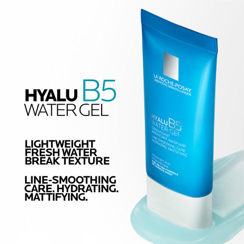 Hyalu B5 Smoothing & Mattifying Water Gel 40ml shown with usage information