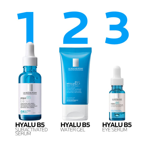 Hyalu B5 Smoothing & Mattifying Water Gel 40ml shown with usage information