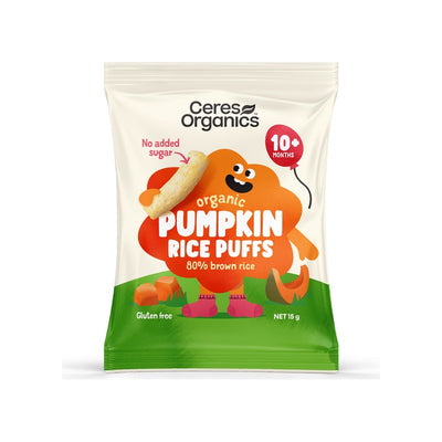 Ceres Organics Organic Baby Rice Puffs, Pumpkin 15g, front of pack