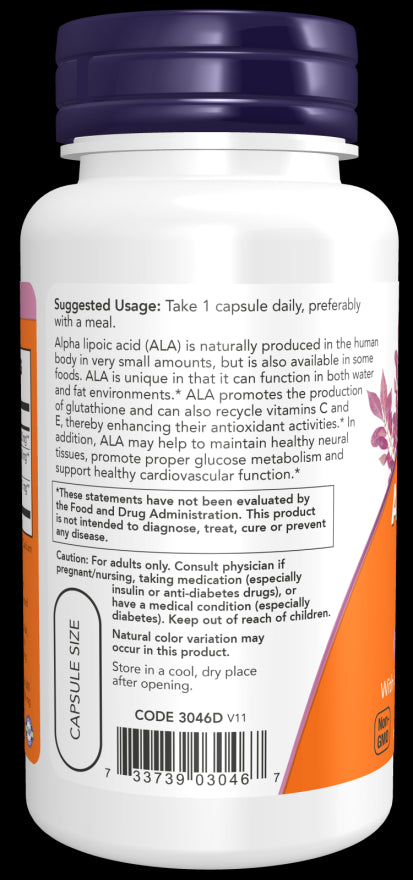 Image of Alpha Lipoic Acid - Extra Strength 600mg 60vcaps suggested usage