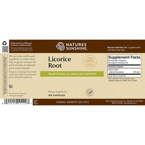 Licorice Root 100 Capsules-Matakana Pharmacy
