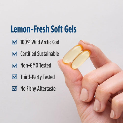 Arctic Cod Liver Oil Lemon 90 Soft Gel Caps-Nordic Naturals-Matakana Pharmacy
