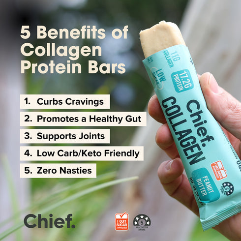 Collagen Protein Bar Peanut Butter Box 12 x 45g-Chief-Matakana Pharmacy
