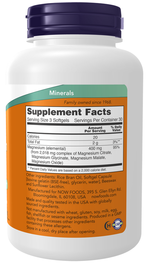 Image of Magnesium Citrate 134mg 90 soft gel supplement facts