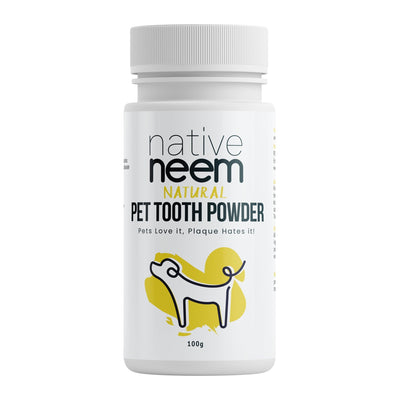 Native Neem Organic Neem Pet Tooth Powder 100g bottle, front of pack
