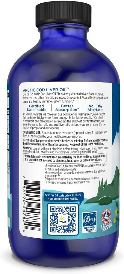 Arctic Cod Liver Oil Liquid Orange 237ml-Nordic Naturals-Matakana Pharmacy