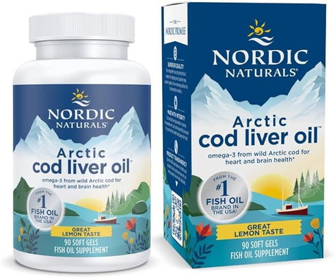 Arctic Cod Liver Oil Lemon 90 Soft Gel Caps-Nordic Naturals-Matakana Pharmacy