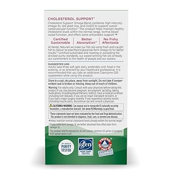 Cholesterol Support Omega Blend - Unflavoured 60 Soft Gel Caps-Nordic Naturals-Matakana Pharmacy