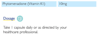 Vitamin K1 10mg 100 Capsules-Nutrition Care-Matakana Pharmacy