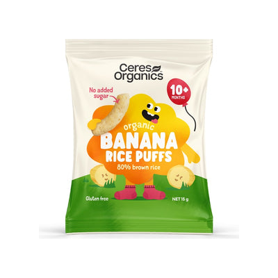 Ceres Organics Organic Baby Rice Puffs, Banana 15g, front of pack