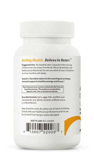 Acetyl L Carnitine 90 Capsules-Seeking Health-Matakana Pharmacy