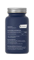 Blue supplement container with white label on a white background