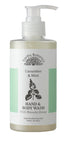 Bottle of Earths Botanics Cucumber & Mint Hand & Body Wash with pump on a white background