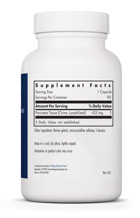 Image of Pancreas Lamb Natural Glandular 90caps supplement facts