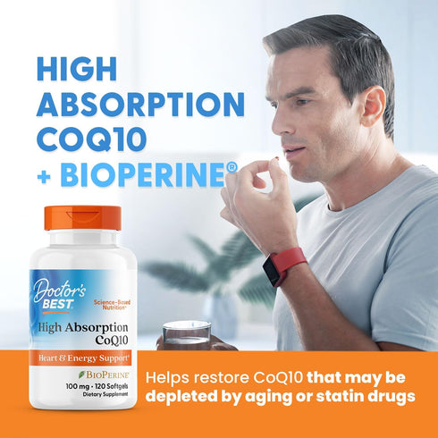 High Absorption CoQ10 with BioPerine 100mg 60 Capsules-Doctor's Best-Matakana Pharmacy