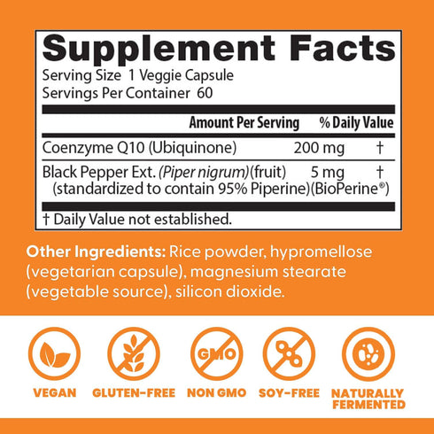 High Absorption CoQ10 with BioPerine 200mg 60 Capsules-Doctor's Best-Matakana Pharmacy