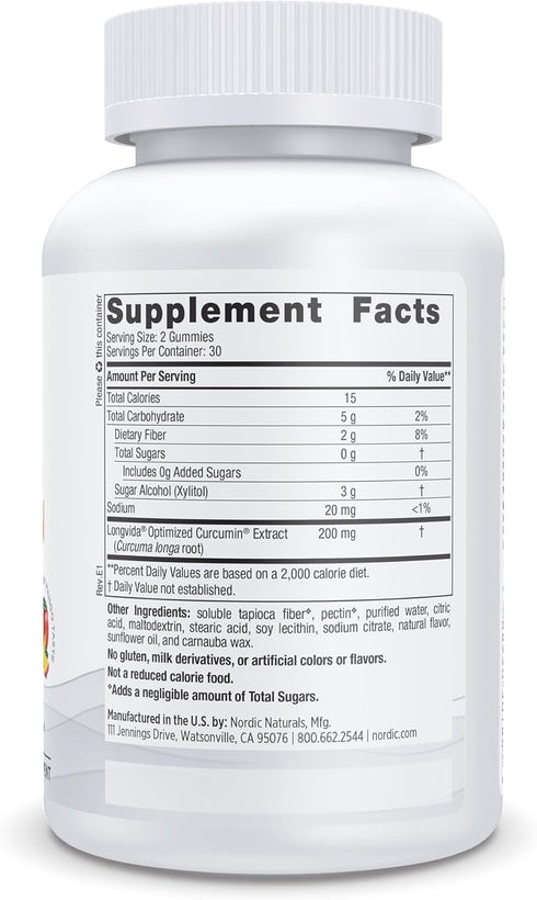 Zero Sugar Curcumin Gummies - Mango 60 gummies-Nordic Naturals-Matakana Pharmacy