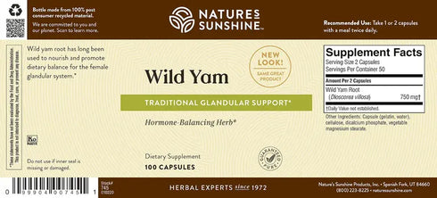 Wild Yam 100 Capsules-Matakana Pharmacy