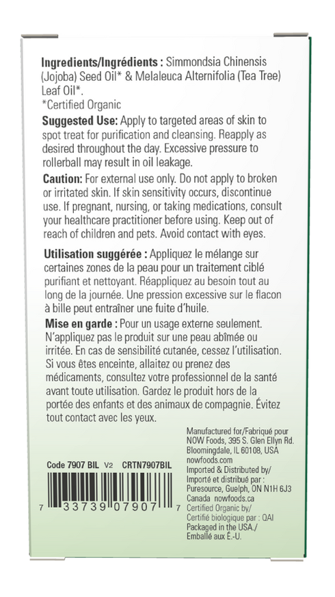 NOW Essential Tea Tree Essential Oil Blend Organic Roll-On 10ml-NOW Supplements-Matakana Pharmacy