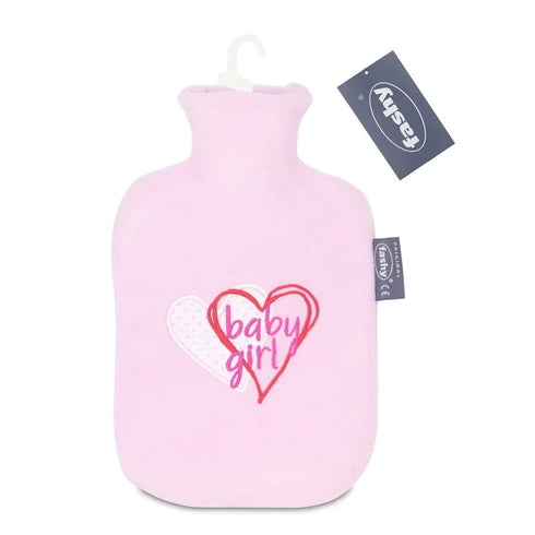 Hot Water Bottle Kids Fleece Cover Pink Baby Girl 0.8L-FASHY-Matakana Pharmacy